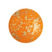 Cabujón redondo de vidrio de Puca® 18 mm - Escarcha Mandarina Salpicadura de Dorado x1