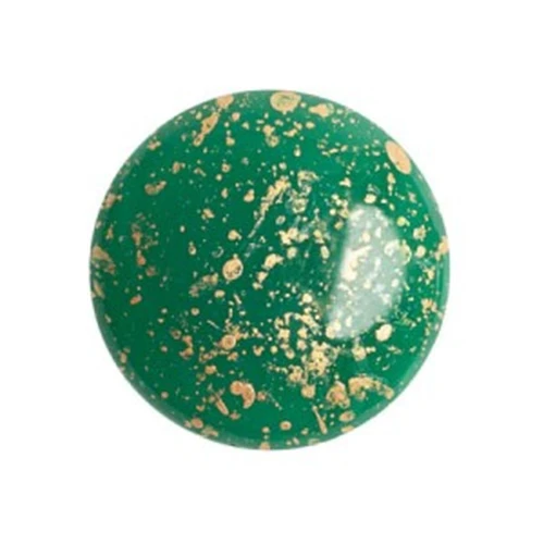 Cabujón redondo de vidrio de Puca® 18 mm - Escarcha Jade Salpicadura de Dorado x1