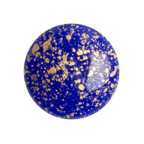 Cabujón redondo de vidrio de Puca® 18 mm - Frost Royal Blue Gold Splash x1