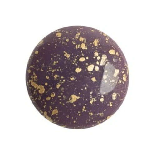 Cabujón redondo de vidrio de Puca® 18 mm - Escarcha Parme Salpicadura de Dorado x1