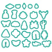 Set de 25 cortapastas de plástico polímero - Animales - Flores y Formas|raw }}