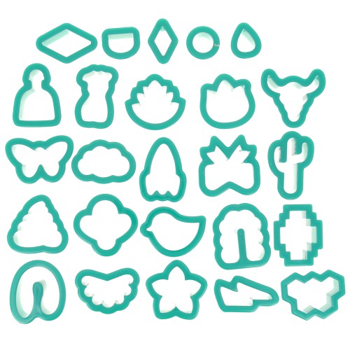 Set de 25 cortapastas de plástico polímero - Animales - Flores y Formas