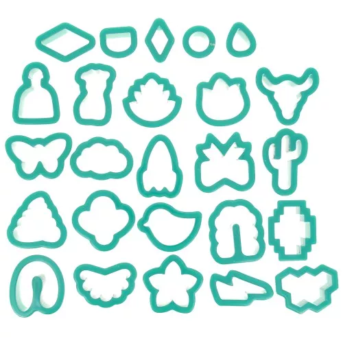 Set de 25 cortapastas de plástico polímero - Animales - Flores y Formas