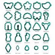 Set de 25 cortapastas de plástico polímero - Animales - Flores y Formas