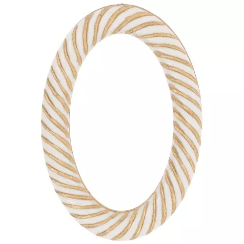 Eslabón acrílico ovalado efecto trenzado 35,5x24 mm - Marfil - Dorado x1