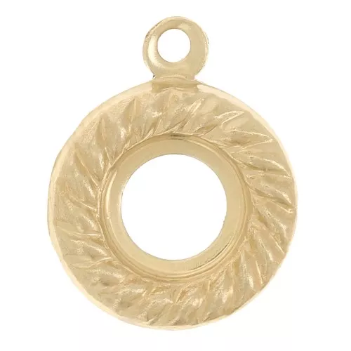 Colgante redondo hueco 9 mm efecto cuerda para cabujón 5 mm - Gold filled