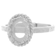 Anillo martillado ajustable T52 -56 decoración corona para cabujón 8x6mm Chapado fino Arg|raw }}