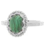 Anillo martillado ajustable T52 -56 decoración corona para cabujón 8x6mm Chapado fino Arg