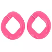 Eslabón acrílico trenzado ovalado 39x34 mm - Rosa fluorescente x1