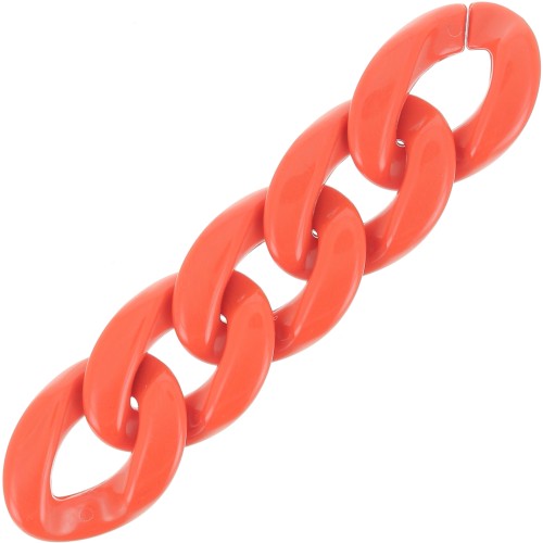 Eslabón acrílico retorcido oval 29x21 mm - Naranja oscuro x1