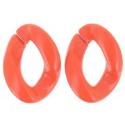 Eslabón acrílico retorcido oval 29x21 mm - Naranja oscuro x1