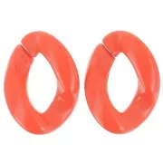 Eslabón acrílico retorcido oval 29x21 mm - Naranja oscuro x1