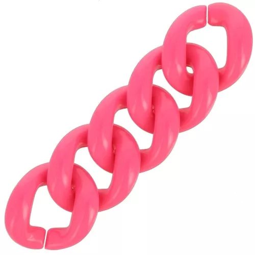 Eslabón acrílico retorcido oval 29x21 mm - Rosa fluorescente x1