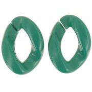 Eslabón acrílico trenzado oval 29x21 mm - Verde oscuro x1