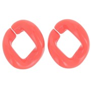 Eslabón acrílico trenzado ovalado 21x18 mm - Naranja oscuro x1