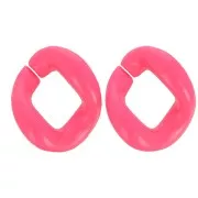 Eslabón acrílico trenzado ovalado 21x18 mm - Rosa fluorescente x1