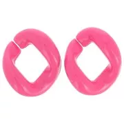 Eslabón acrílico trenzado ovalado 21x18 mm - Rosa caramelo x1
