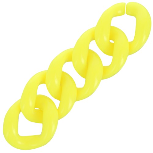 Eslabón acrílico trenzado ovalado 21x18 mm - Amarillo fluorescente x1