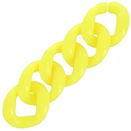 Eslabón acrílico trenzado ovalado 21x18 mm - Amarillo fluorescente x1