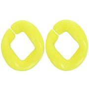 Eslabón acrílico trenzado ovalado 21x18 mm - Amarillo fluorescente x1