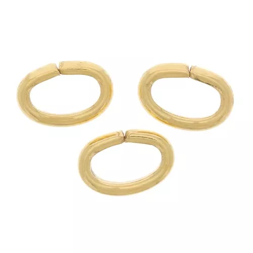 Anillas ovaladas abiertas con alambre semicortado 5x3,5x1,2 mm - Dorado con oro fino x25