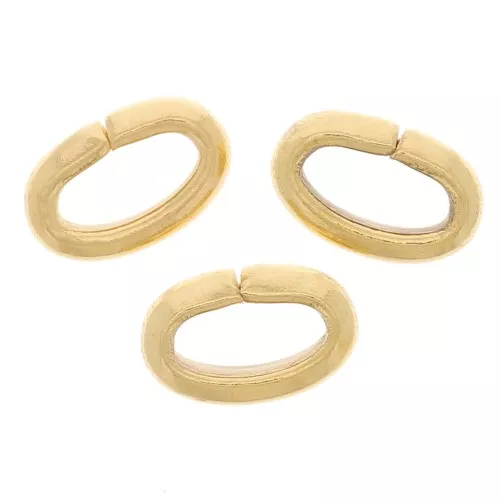 Anillas ovaladas abiertas de alambre medio cortado 6x4x2 mm - Dorado con oro fino x20
