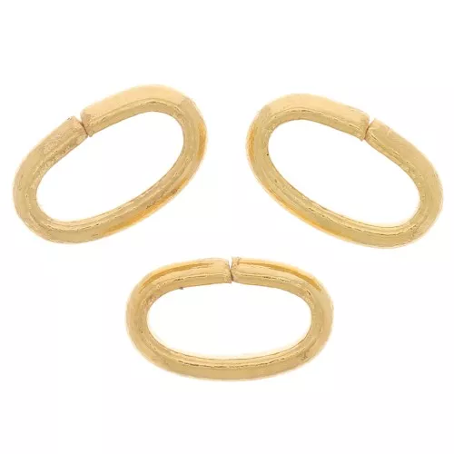 Anillas ovaladas abiertas, alambre de media vuelta 8x5x1,6 mm - Dorado con oro fino x20