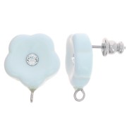 Pendientes flor de resina 15 mm con strass - Azul bebé x2|raw }}