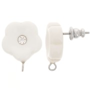 Pendientes flor de resina 15 mm con strass - Marfil x2|raw }}