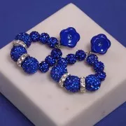 Pendientes flor de resina 15 mm con strass - Azul real x2