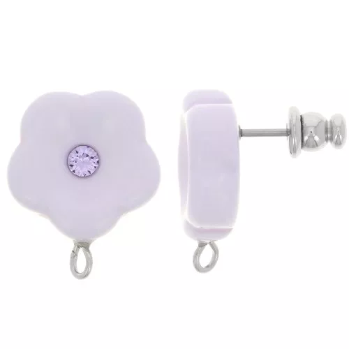 Pendientes flor de resina 15 mm con strass - Parma x2