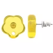 Ganchos pendientes flor de resina transparente de 15 mm con strass - Amarillo sol x2
