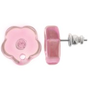 Ganchos pendientes flor de resina transparente de 15 mm con strass - Rosa claro x2|raw }}