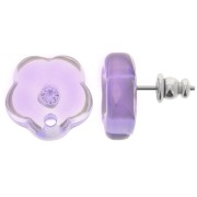 Ganchos pendientes flor de resina transparente de 15 mm con strass - Lavanda x2|raw }}