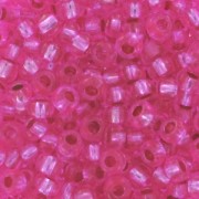 Cuentas de Rocalla Preciosa 9/0, 2,5 mm - Rosa con ribete plateado, 20 g