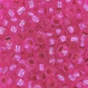 Cuentas de Rocalla Preciosa 9/0, 2,5 mm - Rosa con ribete plateado, 20 g