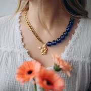 Cuenta de resina transparente de 14 mm - Naranja x1