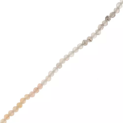 Cuenta redonda facetada 2 mm piedra preciosa - Mezcla de Peach Moonstone x36cm