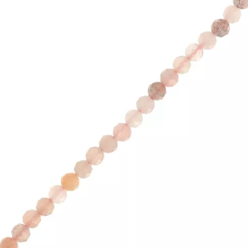 Cuenta redonda facetada 3.5 mm piedra preciosa - Mezcla de Peach Moonstone x39cm