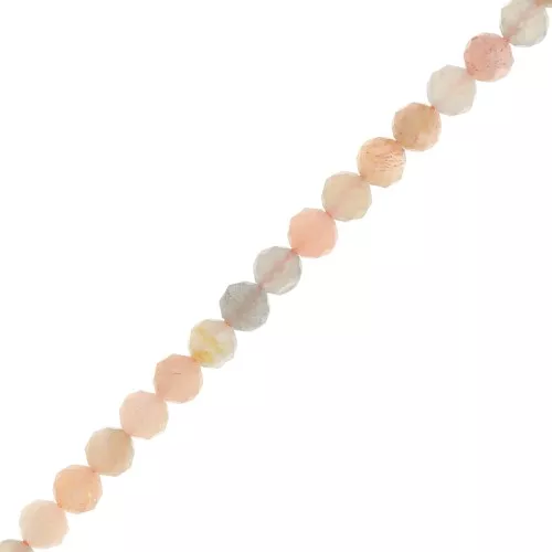 Cuenta redonda facetada 4 mm piedra preciosa - Mezcla de Peach Moonstone x38cm
