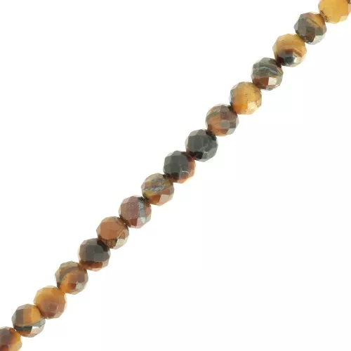Cuentas facetadas redondas 4 mm gema - Ojo de tigre x38cm