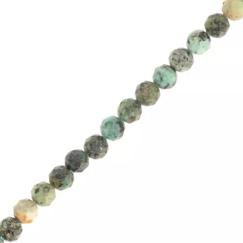 Cuenta redonda facetada 4.5 mm gema - Turquesa africana - Jaspe x39cm