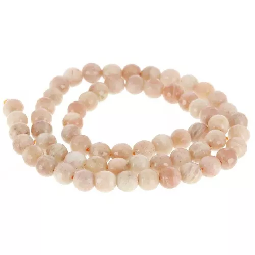 Cuenta redonda facetada 6 mm piedra preciosa - Mezcla de Peach Moonstone x38cm