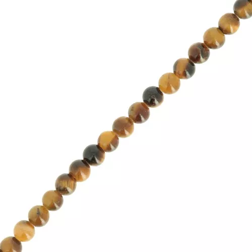 Cuenta redonda 3.5 mm gema - Ojo de tigre x39cm