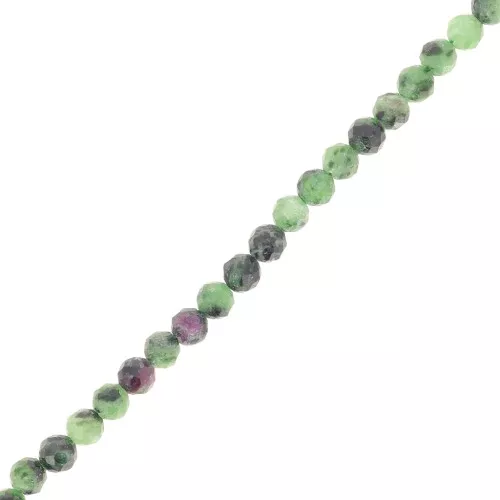 Cuenta redonda facetada 3 mm gema - Rubis Zoisita x39cm