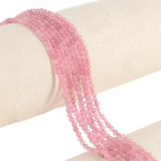 Cuenta redonda facetada 3 mm gema - Cuarzo Fresa x38cm