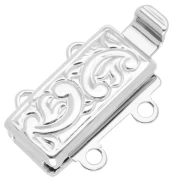 Cierre clip rectángulo 2 hileras 12 mm motivo arabesco - Bronce blanco x1