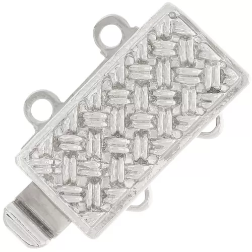 Cierre de clip rectangular de 2 hileras 13x9,5 mm - diseño tejido - Bronce blanco x1