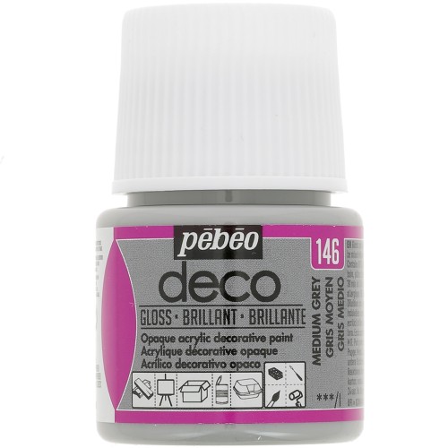 Pintura acrílica - Deco Brillant de Pébéo - Gris Medio (n°146) x45ml