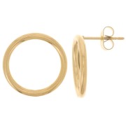 Pendientes círculo hueco de 18 mm - acero inoxidable dorado 304L x2|raw }}